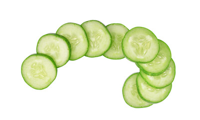 Slices of cucumber isolated on transparent background. PNG