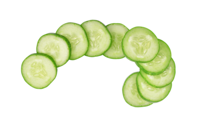 Slices of cucumber isolated on transparent background. PNG