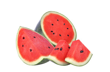 Slices of watermelon isolated on transparent background. PNG