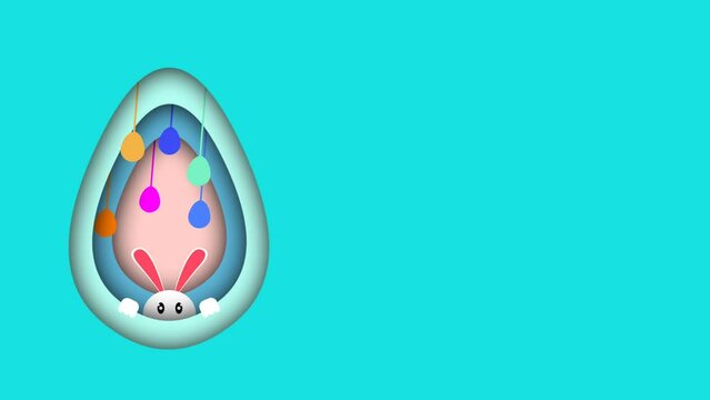 beautiful Easter celebration animation with small rabbit in egg shape and Swinging eggs