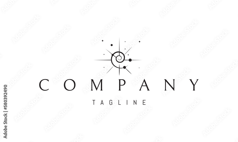 Wall mural vector logo on which an abstract image of a spiral in space personifies time.
