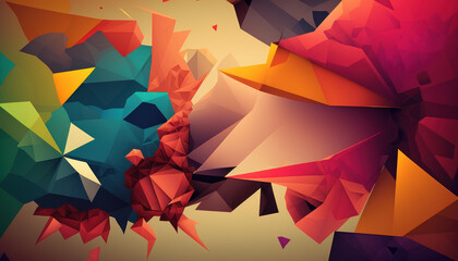 colourful geometric origami art wallpaper desktop background Generative AI, Generativ, KI