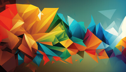 Obraz premium colourful origami geometric art wallpaper desktop background Generative AI, Generativ, KI