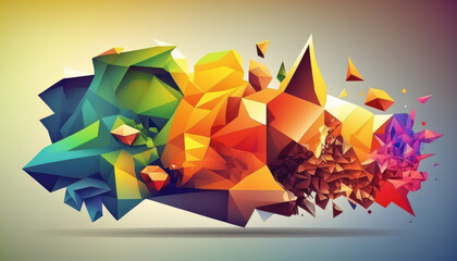 colourful origami geometric art wallpaper desktop background Generative AI, Generativ, KI