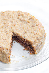 nut cake on the glass plate