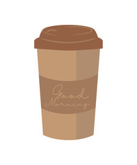 Disposable coffee cup. Coffee drink in flat style.