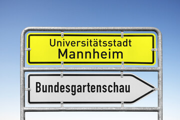Wegweiser, Universitätsstadt, Mannheim, Bundesgartenschau, 2023, (Symbolbild)