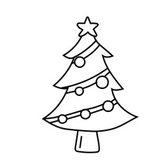 Fototapeta premium Christmas tree. Christmas doodles hand drawn