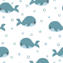 Tuinposter Seamless pattern with cute whale. Vector illustration. It can be used for wallpapers, wrapping, cards, patterns for clothes and other. © Evalinda