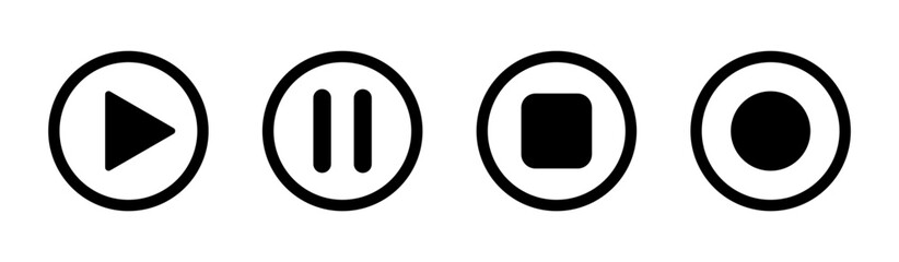  Media player vector icons set