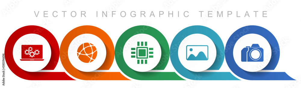 Leinwandbilder Computer and technology icon set, miscellaneous icons such as laptop, network, chip, image and photo camera for webdesign and mobile applications, flat design infographic vector template in eps 10