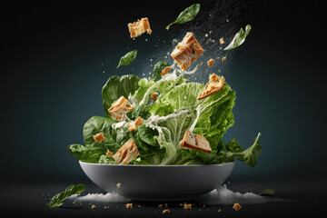 caesar salat created with Generative AI technology - obrazy, fototapety, plakaty