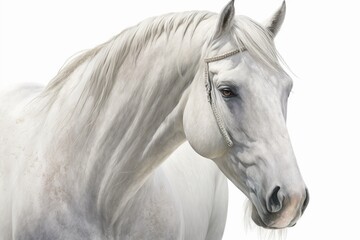 White horse, white background. Generative AI