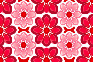 Fototapeta premium seamless pattern with pink and red flowers