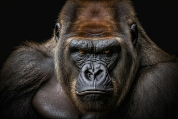Obraz premium western Lowland Gorilla (Gorilla, gorilla, gorilla) with a strong, angry look on its face. Generative AI