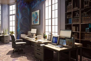 Interior Of A Modern Office Generative AI Art