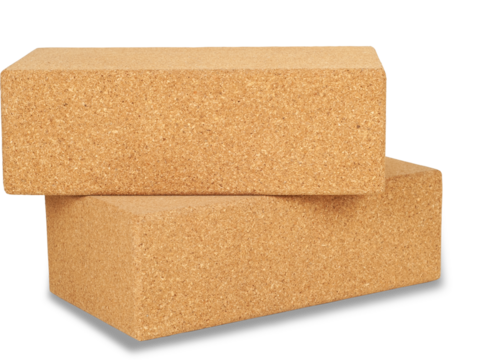 cork yoga blocks isolated on white background