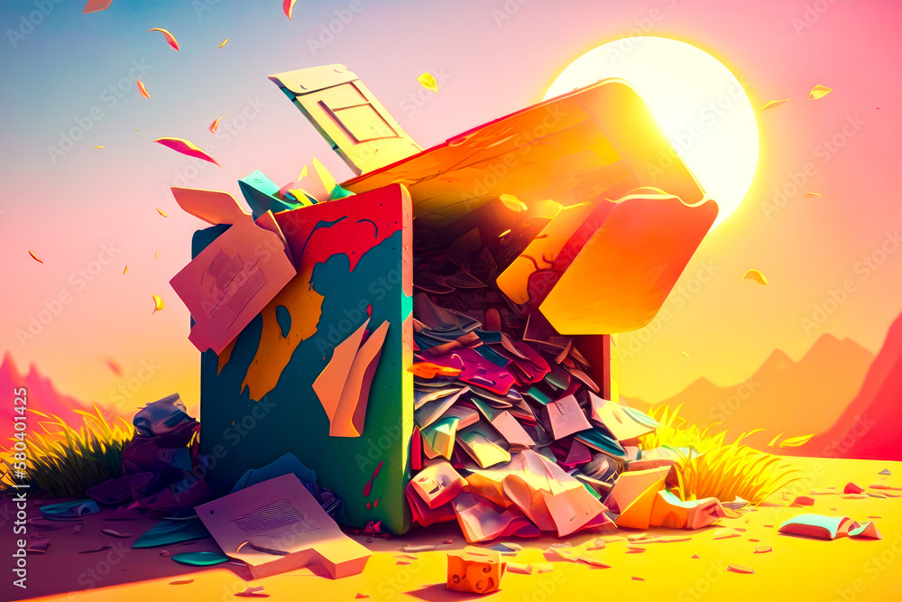 Poster an image of pile of trash on the ground. generative ai.