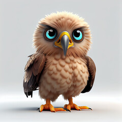 Fototapeta premium Adorable baby Eagle Character isolated on white background. Generative AI