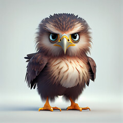 Fototapeta premium Adorable baby Eagle Character isolated on white background. Generative AI