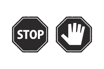 手描き風の「STOP」標識アイコンセット