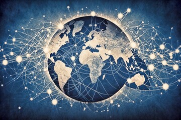 Global Social Media Connection Depicted with Connected Countries on the Globe - AI Generated