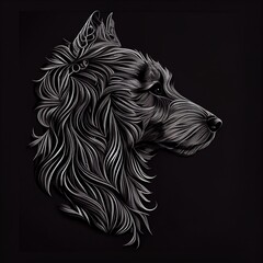 Kuvaszok Dog Breed Isolated on Black Background. Generative AI