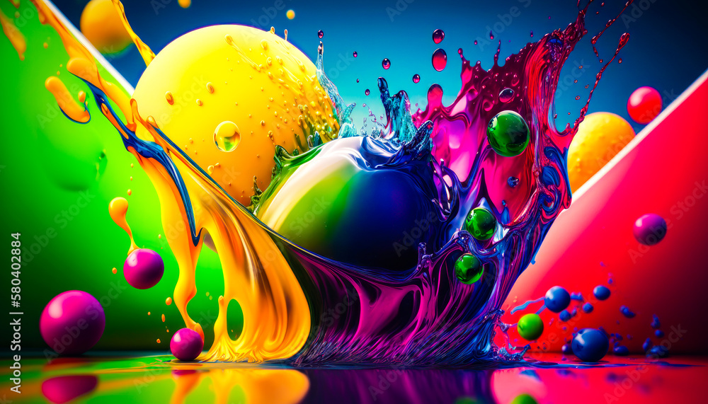 Aufkleber an image of colorful paint splashing into the air. generative ai.