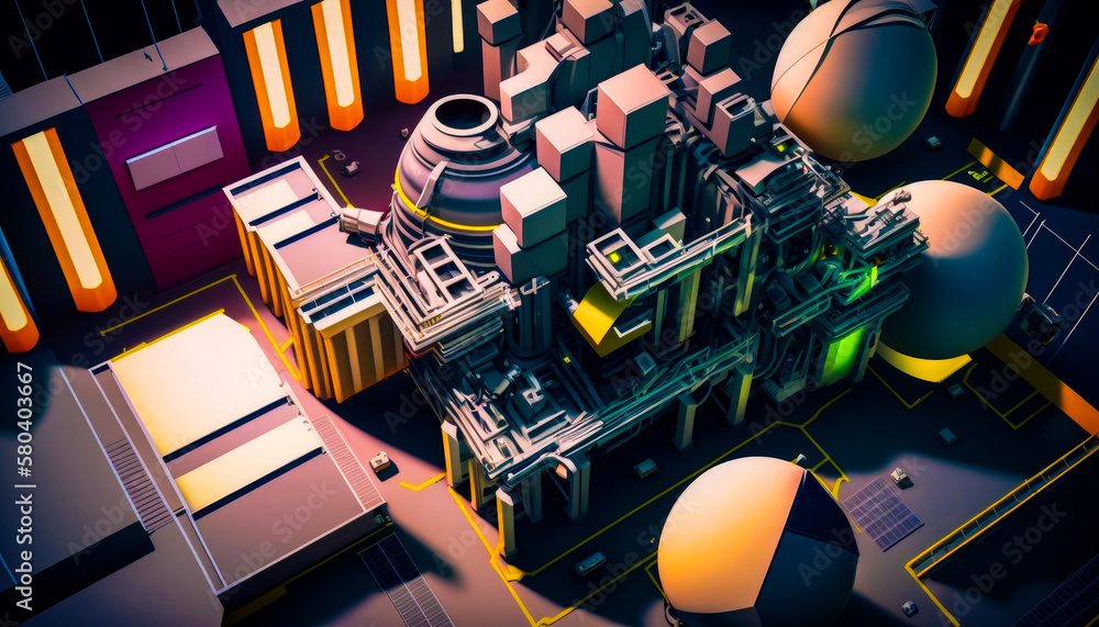 Aufkleber 3d rendering of futuristic city with many buildings. generative ai.