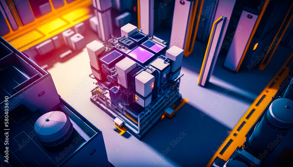 Poster 3d rendering of futuristic city with lots of buildings. generative ai.