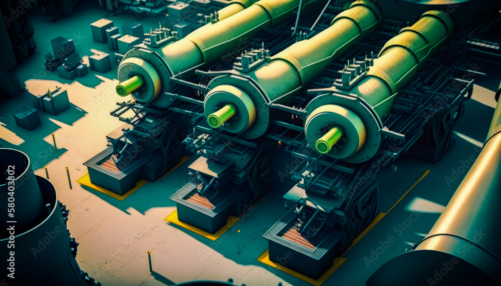 Poster 3d rendering of large industrial plant. generative ai.