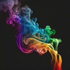 Fototapeta premium Multi-colored smoke on a dark background, beautifully hanging in the air.