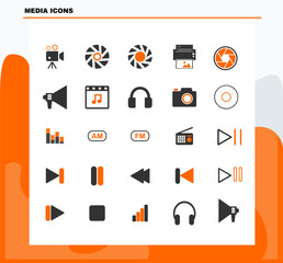 set vector icons about media