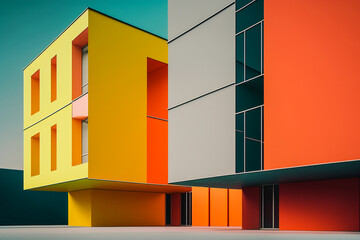 Architecture contemporaine colorée - Générative IA