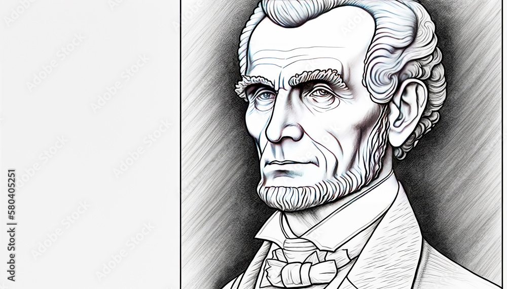 Poster drawing of an old man with mustache and beard. generative ai.