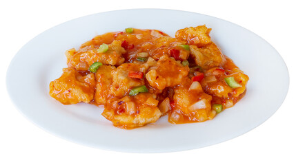 Plat asiatique Poisson sauce piquante