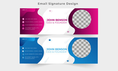 Creative Business Email Signature Template or Email Footer and Personal Social Media Cover Premium Vector