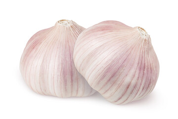 Garlic on an isolated white background. 2 garlic