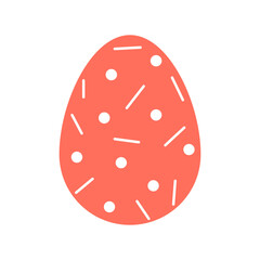Single colorful egg with dots and stripes. Easter vector illustration