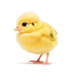 Fototapeta premium Little fluffy chick isolated on white background. Generative AI
