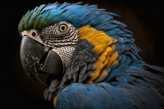 The macaw with the blue head (Primolius couloni). Generative AI
