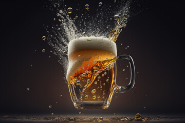glass of beer created with Generative AI technology