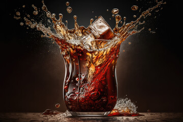 glass of cola created with Generative AI technology - obrazy, fototapety, plakaty