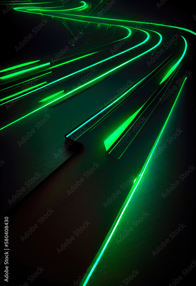 Poster futuristic techno sci-fi background with glowing lines. neon light effect, ai generation