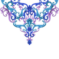 Blue baroque elements isolated. Vector.