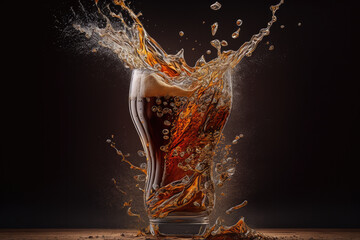 glass of cola created with Generative AI technology - obrazy, fototapety, plakaty