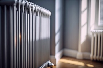 Chrome Home Radiator in Modern Loft Apartment - AI Generated