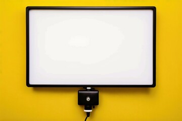 lcd tv mockup with screen on yellow background