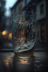 illustration, rain on the glass,generative ai