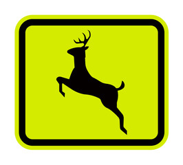 Deer Crossing Sign On White Background